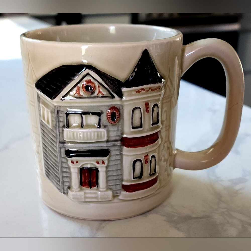 Vintage 1980 Otagiri‎ 3D Hand-painted House Ceramic Coffee Tea Mug